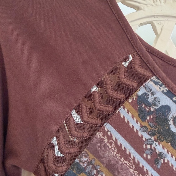 NWT / Free People / Brown and Gray Long Sleeve Dress - Picture 5 of 6